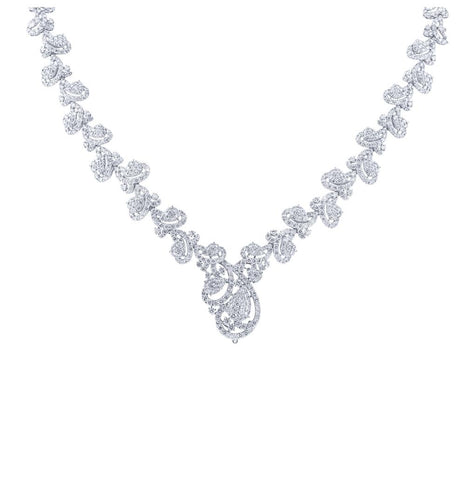 19.52 Ctw 18k White Gold Diamond Necklace