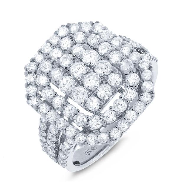 2.12 Ctw 18k White Gold Diamond Womens Ring