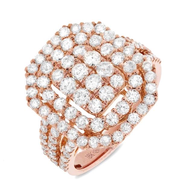 2.12 Ctw 18k Rose Gold Diamond Womens Ring