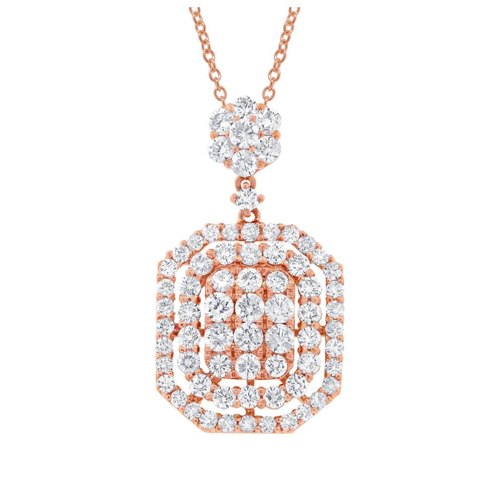 1.94 Ctw 18k Rose Gold Diamond Pendant Necklace With 18 Inch Chain