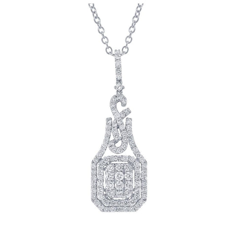 2.48 Ctw 18k White Gold Diamond Pendant Necklace With 18 Inch Chain