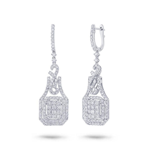 3.53 Ctw 18k White Gold Diamond Earring