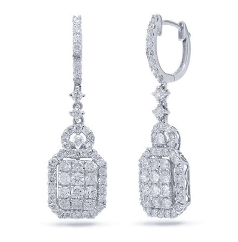 1.86 Ctw 18k White Gold Diamond Earring