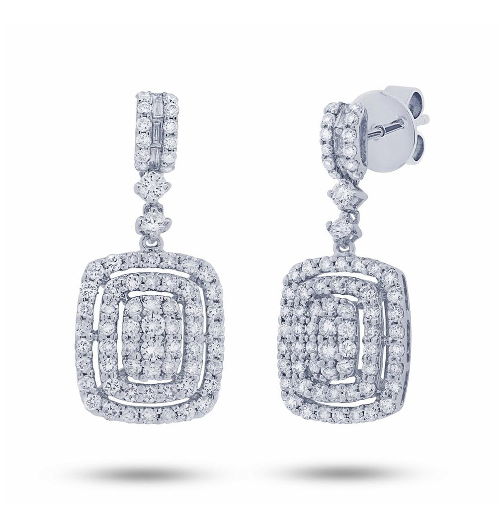 1.60 Ctw 18k White Gold Diamond Earring