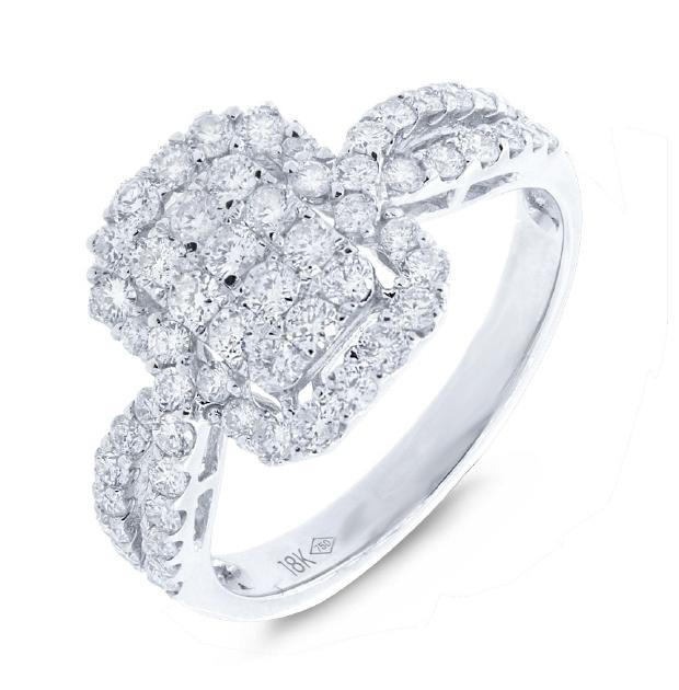 1.02 Ctw 18k White Gold Diamond Womens Ring