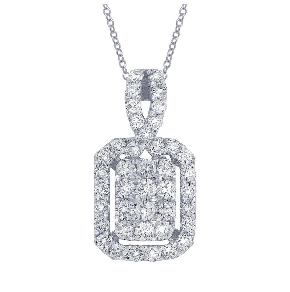 0.71 Ctw 18k White Gold Diamond Pendant Necklace With 18 Inch Chain