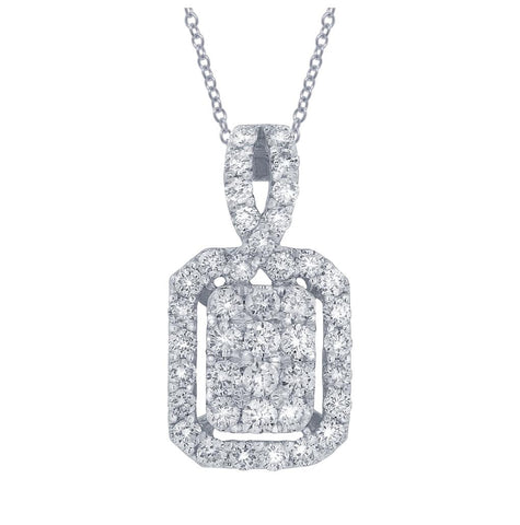 0.71 Ctw 18k White Gold Diamond Pendant Necklace With 18 Inch Chain