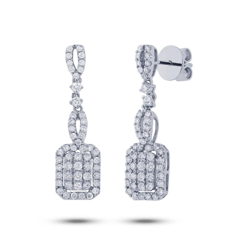 1.30 Ctw 18k White Gold Diamond Earring