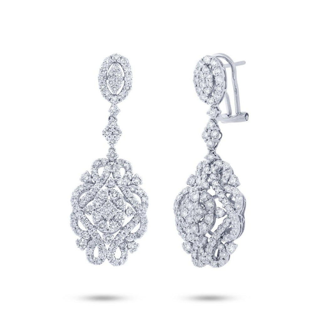 3.48 Ctw 18k White Gold Diamond Earring