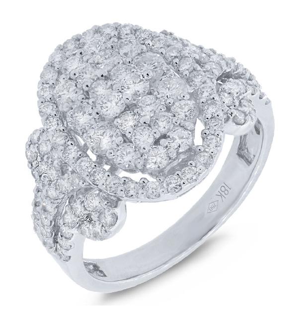 1.82 Ctw 18k White Gold Diamond Womens Ring