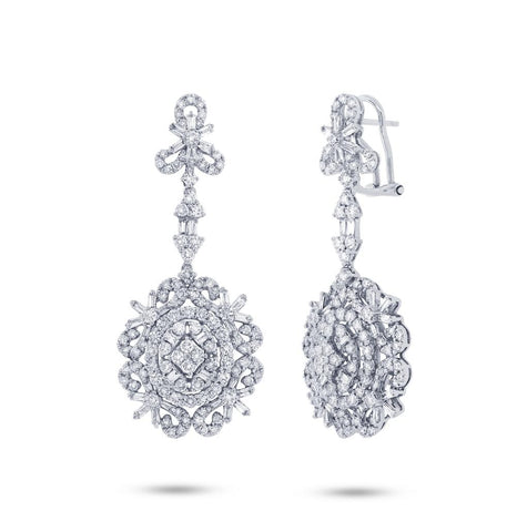 4.60 Ctw 18k White Gold Diamond Earring