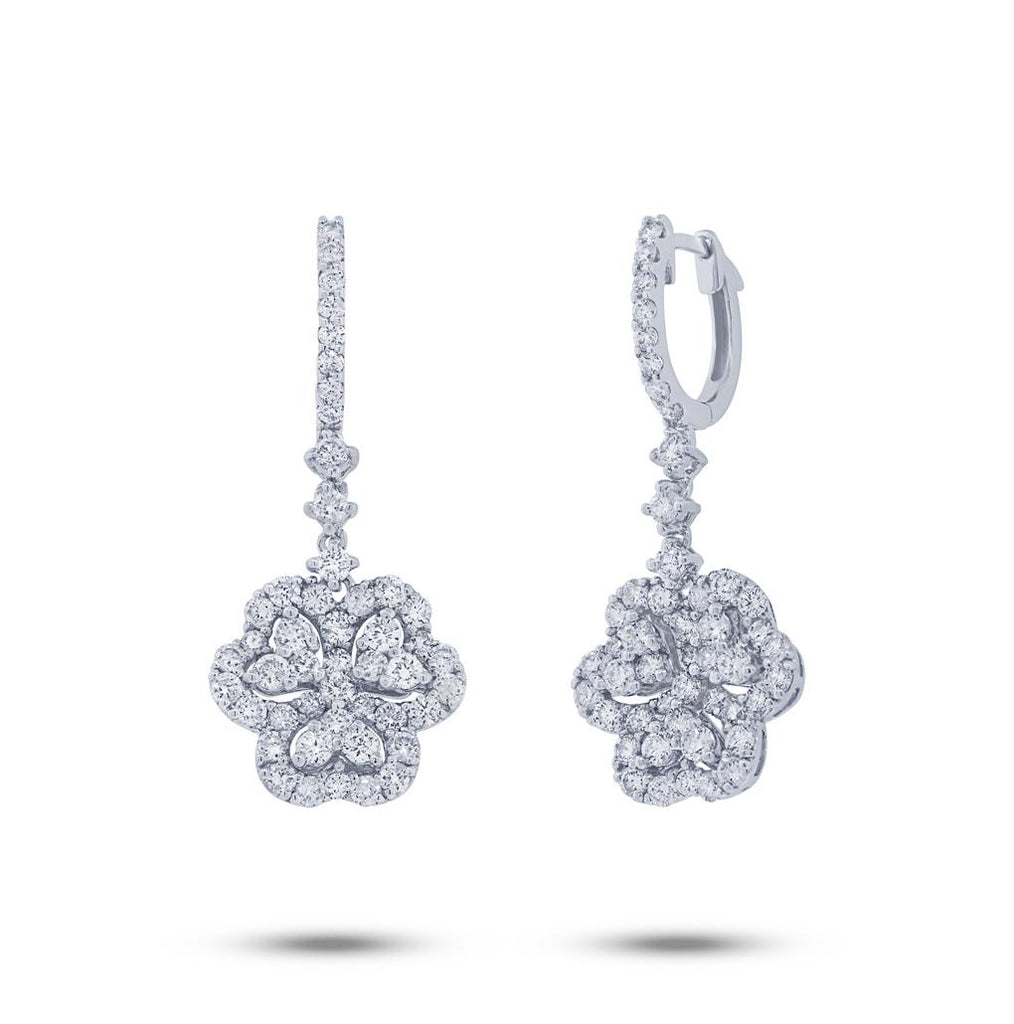 1.94 Ctw 18k White Gold Diamond Clover Earring