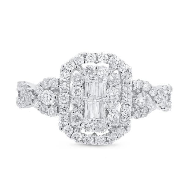 0.93 Ctw 18k White Gold Diamond Womens Ring