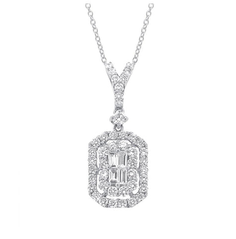 0.67 Ctw 18k White Gold Diamond Pendant Necklace With 18 Inch Chain