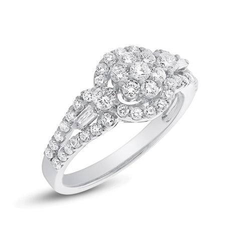 1.04 Ctw 18k White Gold Diamond Womens Ring