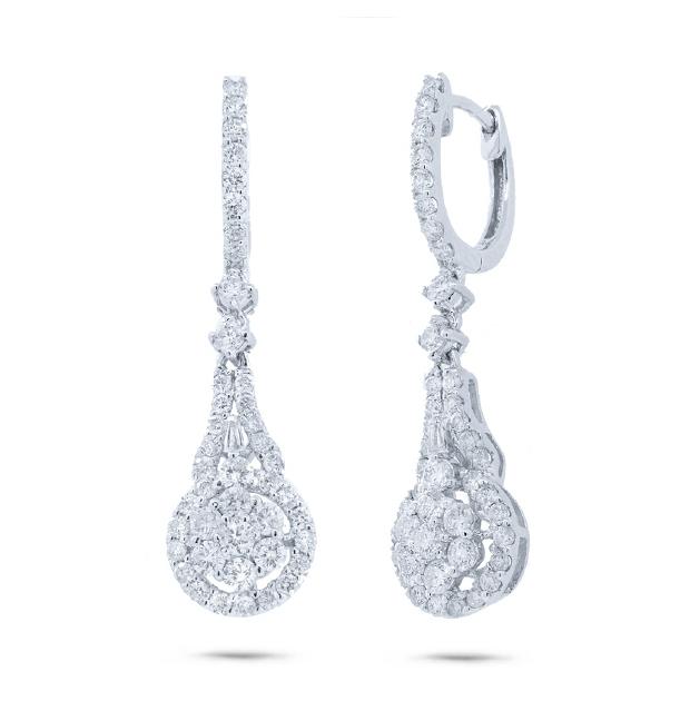 1.31 Ctw 18k White Gold Diamond Earring