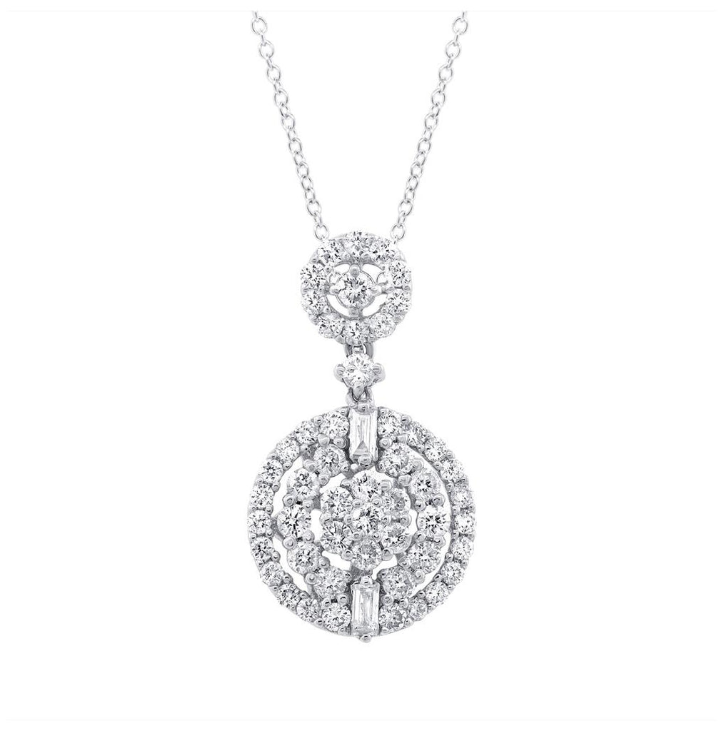 1.21 Ctw 18k White Gold Diamond Pendant Necklace With 18 Inch Chain