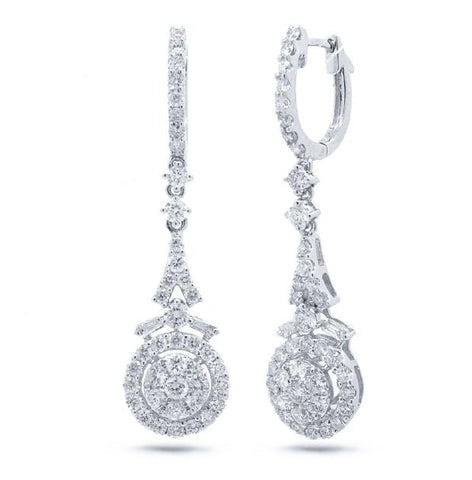 1.38 Ctw 18k White Gold Diamond Earring