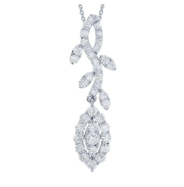 1.00 Ctw 18k White Gold Diamond Pendant Necklace With 18 Inch Chain