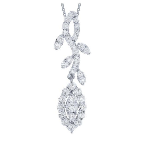 1.00 Ctw 18k White Gold Diamond Pendant Necklace With 18 Inch Chain