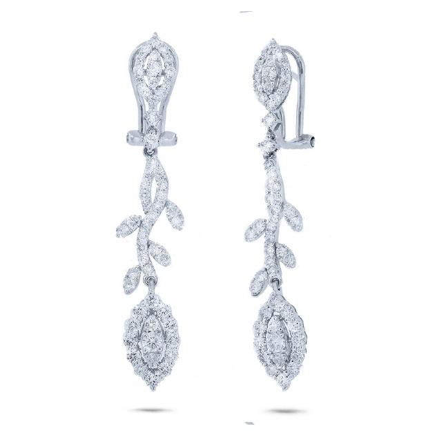 1.94 Ctw 18k White Gold Diamond Earring