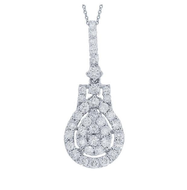 0.81 Ctw 18k White Gold Diamond Pendant Necklace With 18 Inch Chain