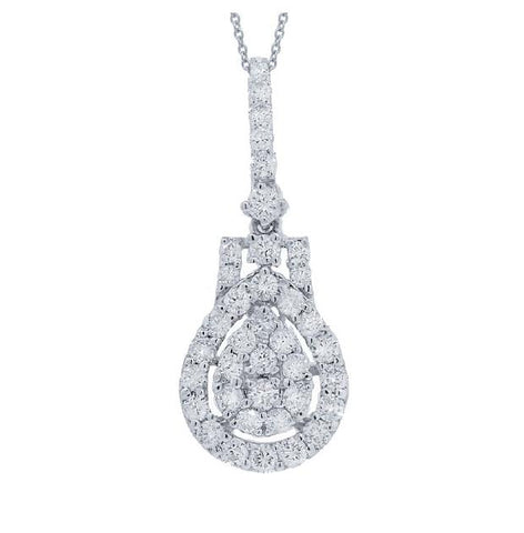 0.81 Ctw 18k White Gold Diamond Pendant Necklace With 18 Inch Chain