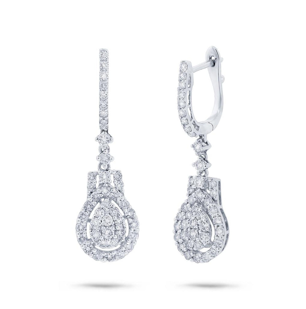 1.31 Ctw 18k White Gold Diamond Earring