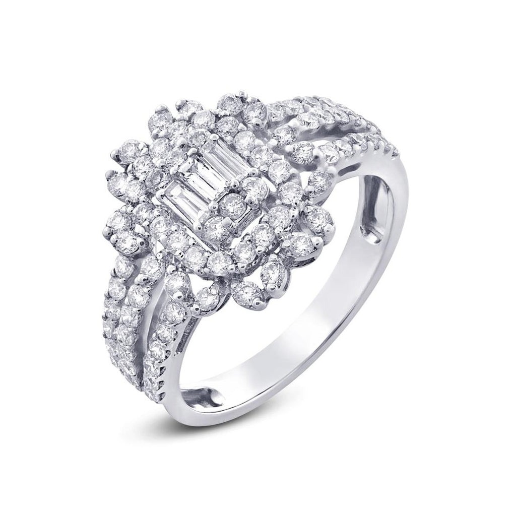 1.21 Ctw 18k White Gold Diamond Womens Ring