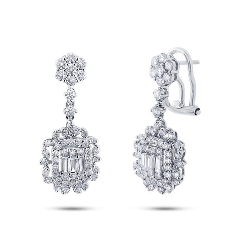 1.74 Ctw 18k White Gold Diamond Earring