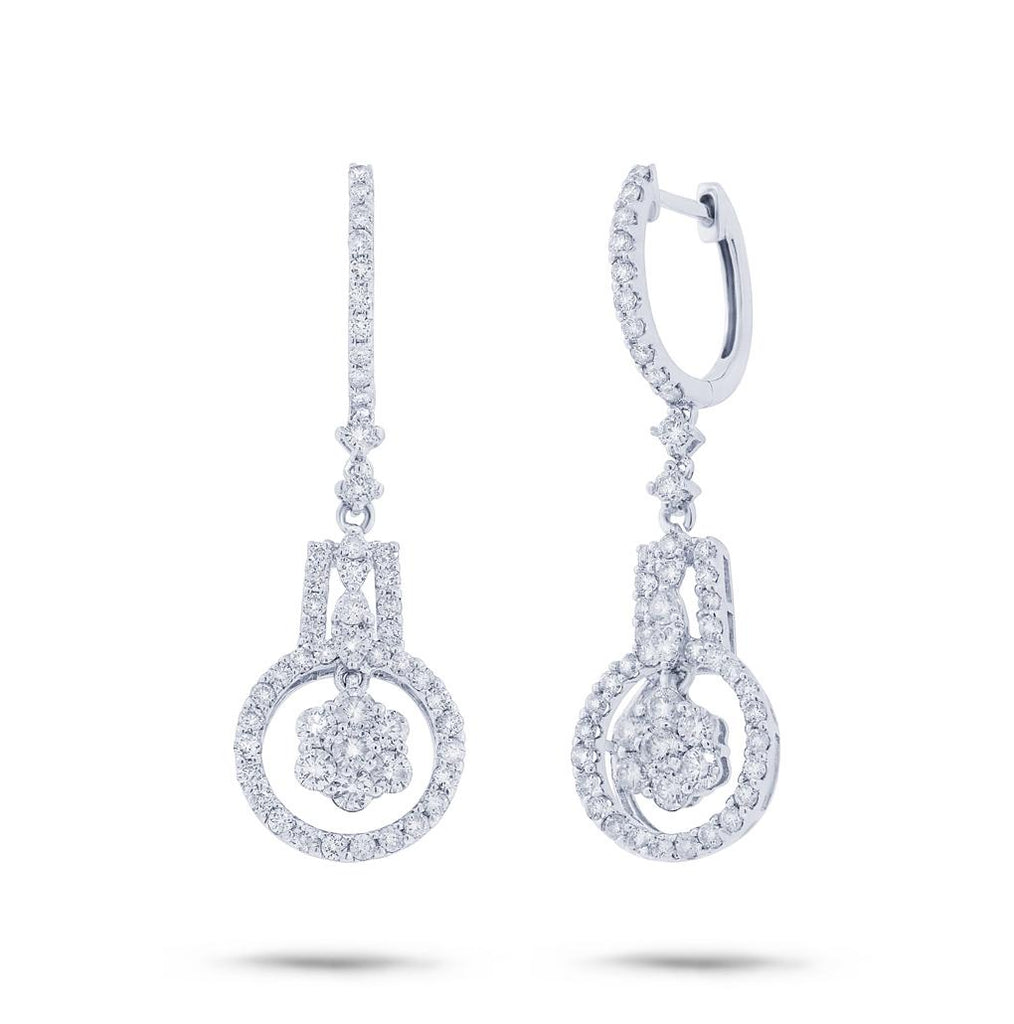 1.83 Ctw 18k White Gold Diamond Earring