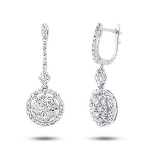 1.81 Ctw 18k White Gold Diamond Earring