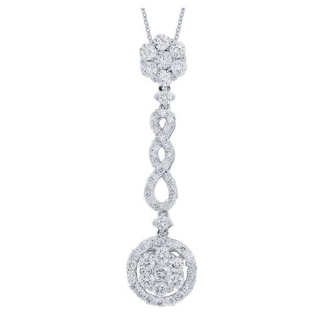 1.32 Ctw 18k White Gold Diamond Pendant Necklace With 18 Inch Chain