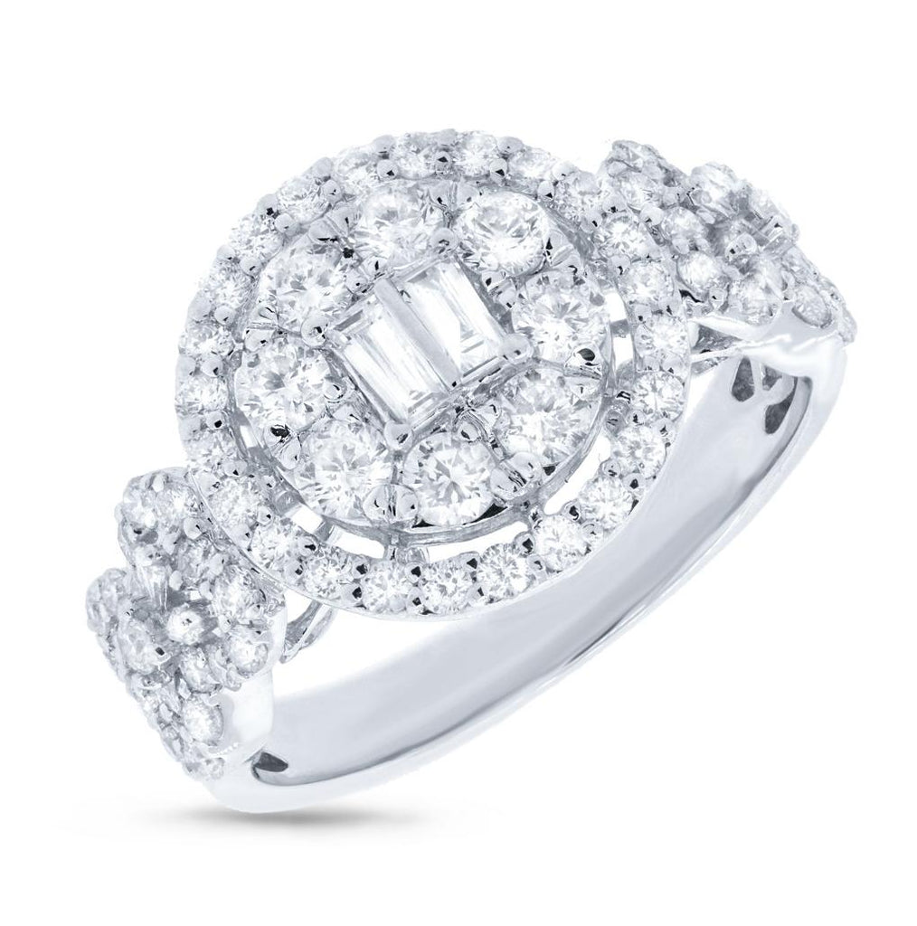 1.34 Ctw 18k White Gold Diamond Womens Ring