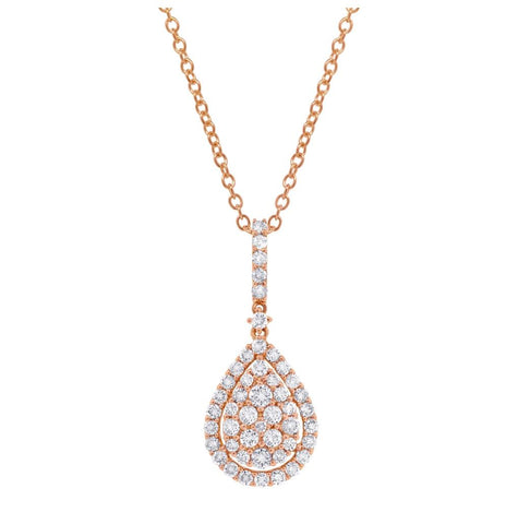 1.19 Ctw 18k Rose Gold Diamond Pendant Necklace With 18 Inch Chain