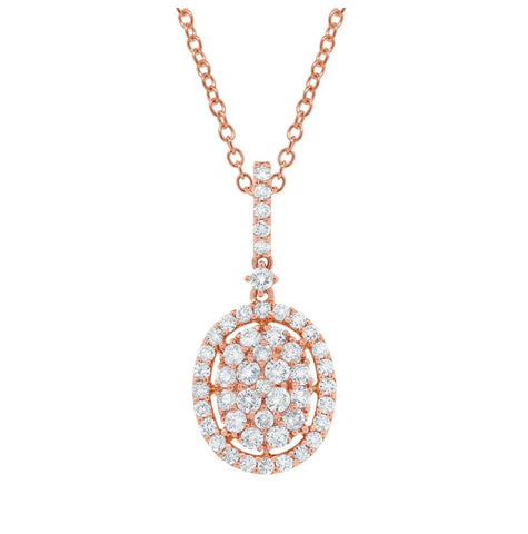 0.98 Ctw 18k Rose Gold Diamond Pendant Necklace With 18 Inch Chain