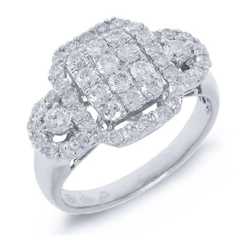 1.30 Ctw 18k White Gold Diamond Womens Ring