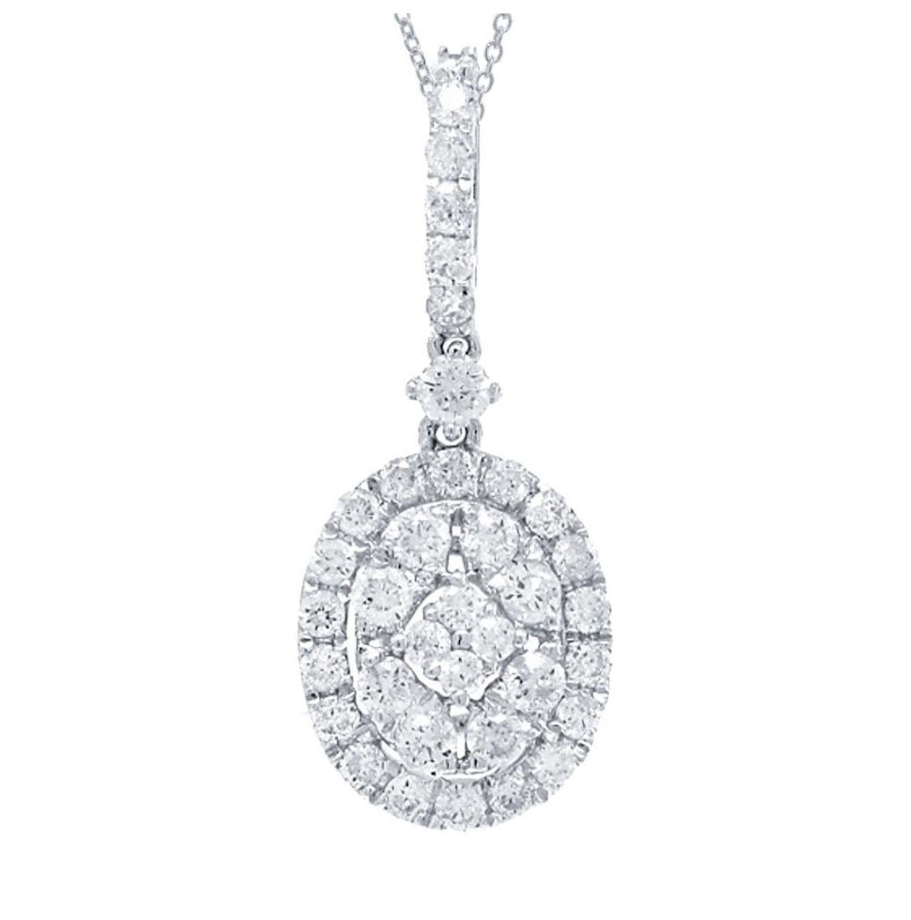 0.63 Ctw 18k White Gold Diamond Pendant Necklace With 18 Inch Chain