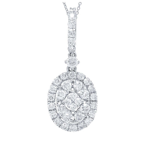 0.63 Ctw 18k White Gold Diamond Pendant Necklace With 18 Inch Chain