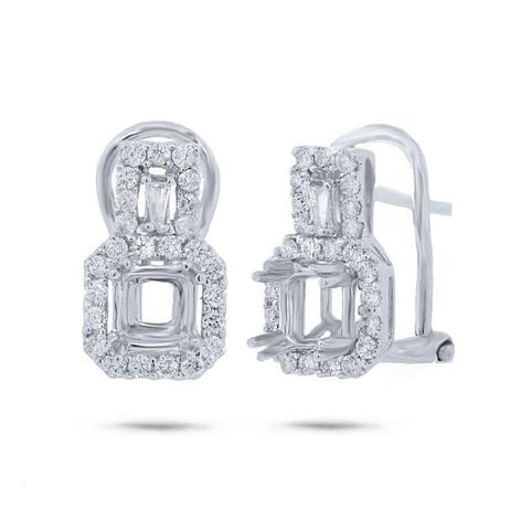 0.56 Ctw 18k White Gold Diamond Semi-mount Earring