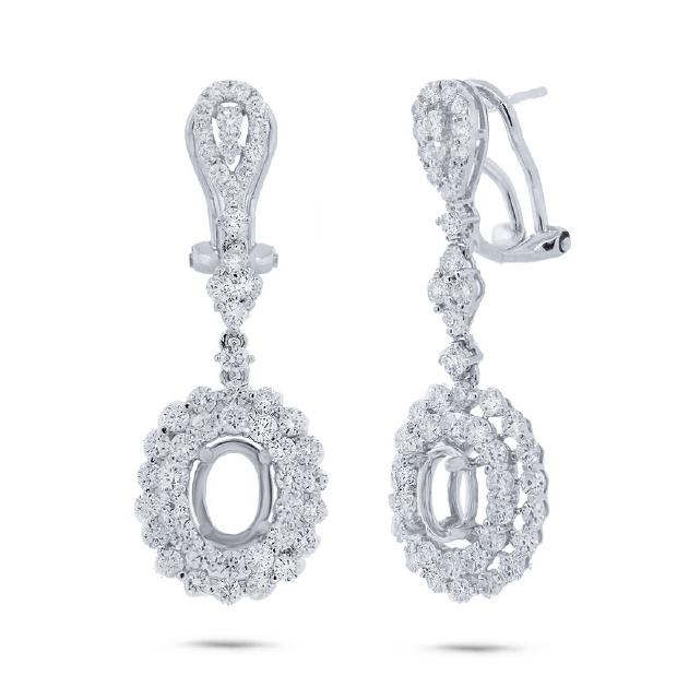 2.34 Ctw 18k White Gold Diamond Semi-mount Earring