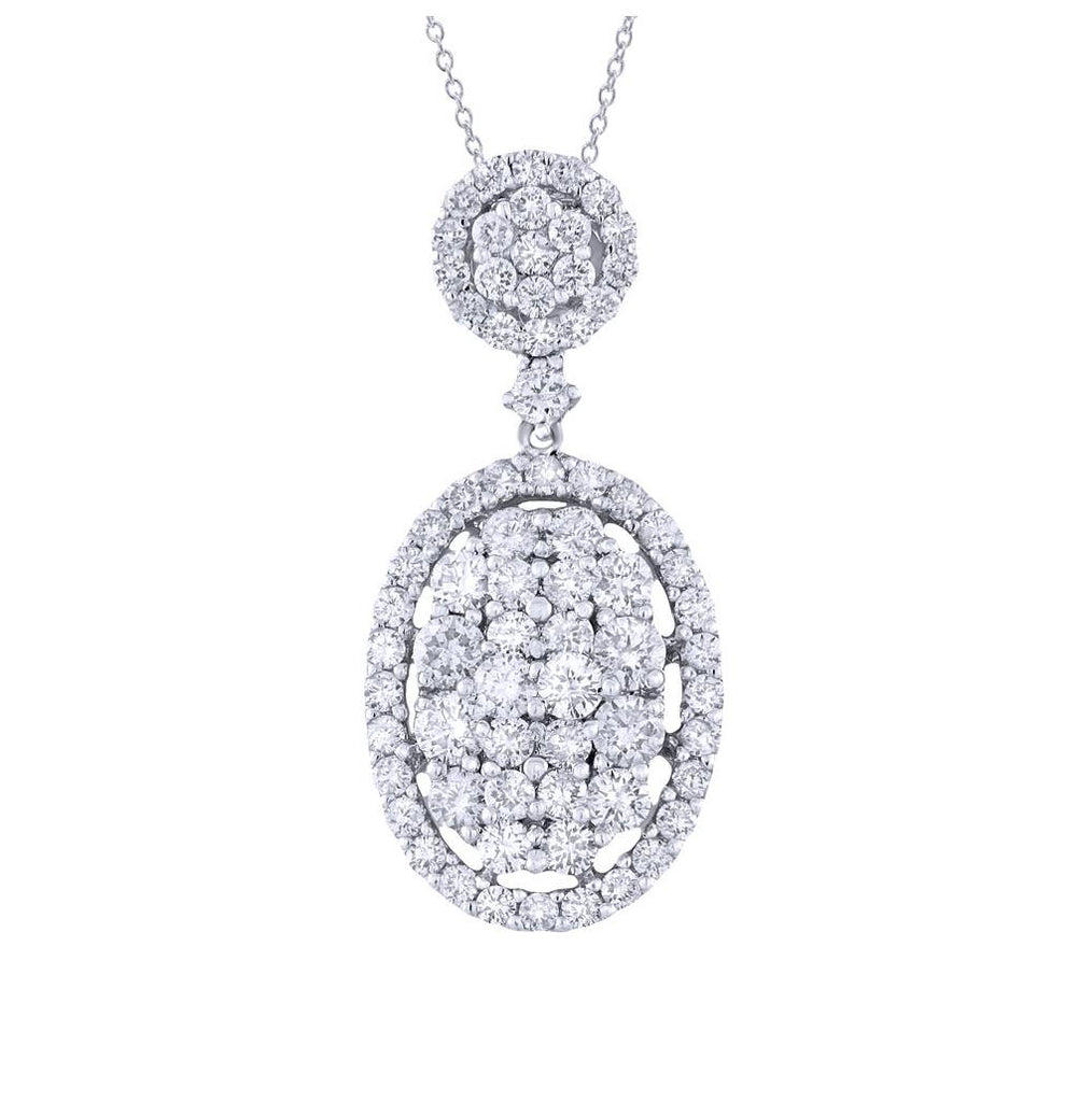 1.50 Ctw 18k White Gold Diamond Pendant Necklace With 18 Inch Chain