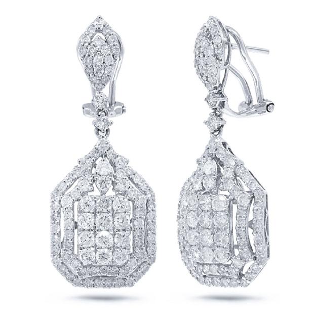 3.22 Ctw 18k White Gold Diamond Earring