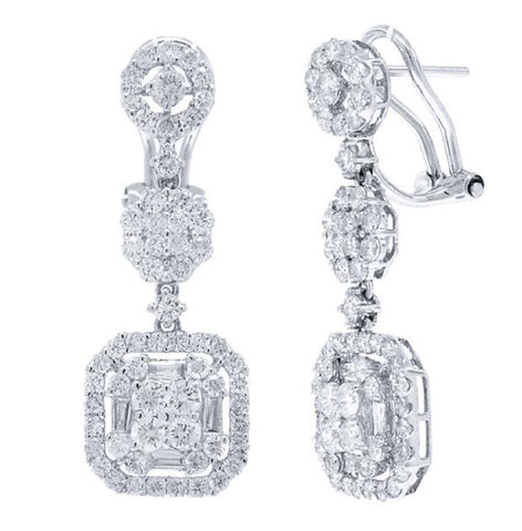 2.56 Ctw 18k White Gold Diamond Earring