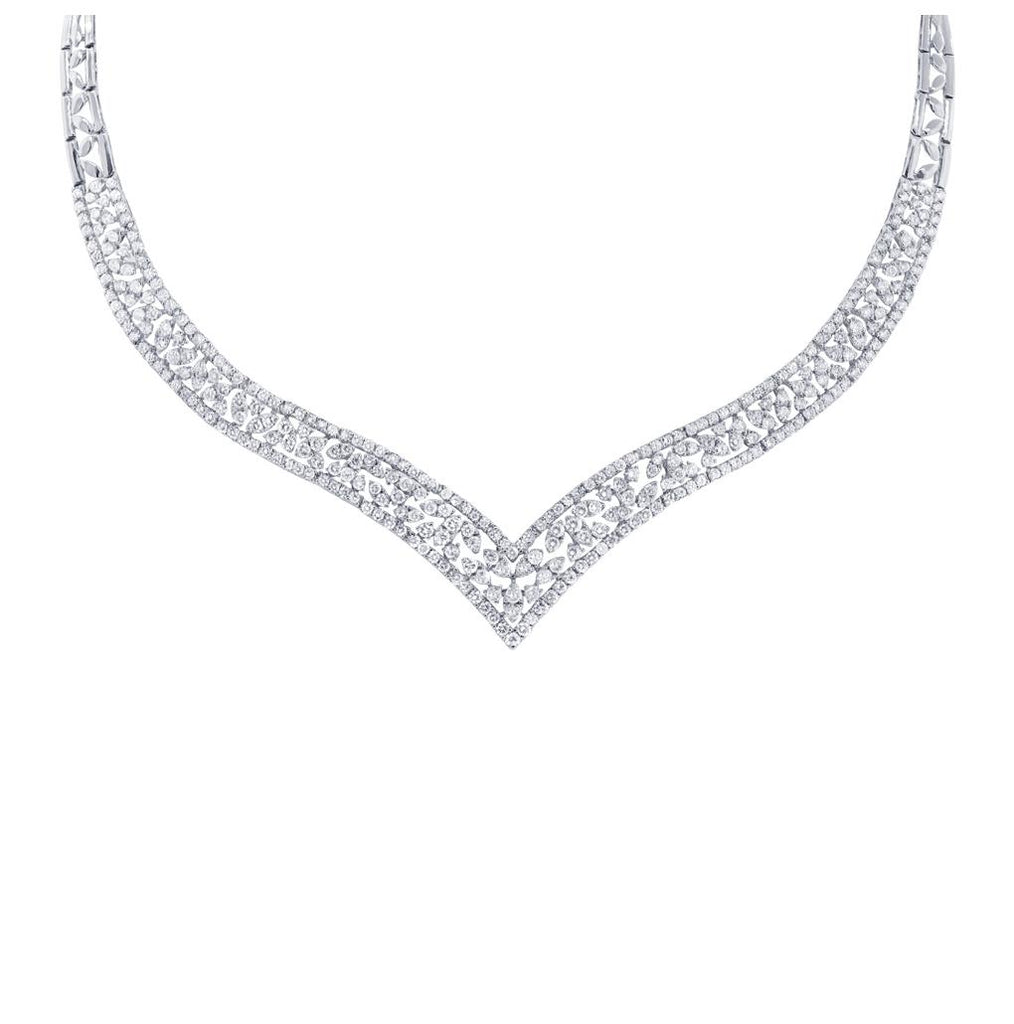 10.98 Ctw 18k White Gold Diamond Necklace