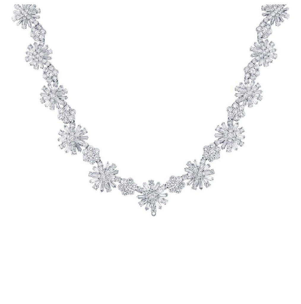 12.81 Ctw 18k White Gold Diamond Necklace