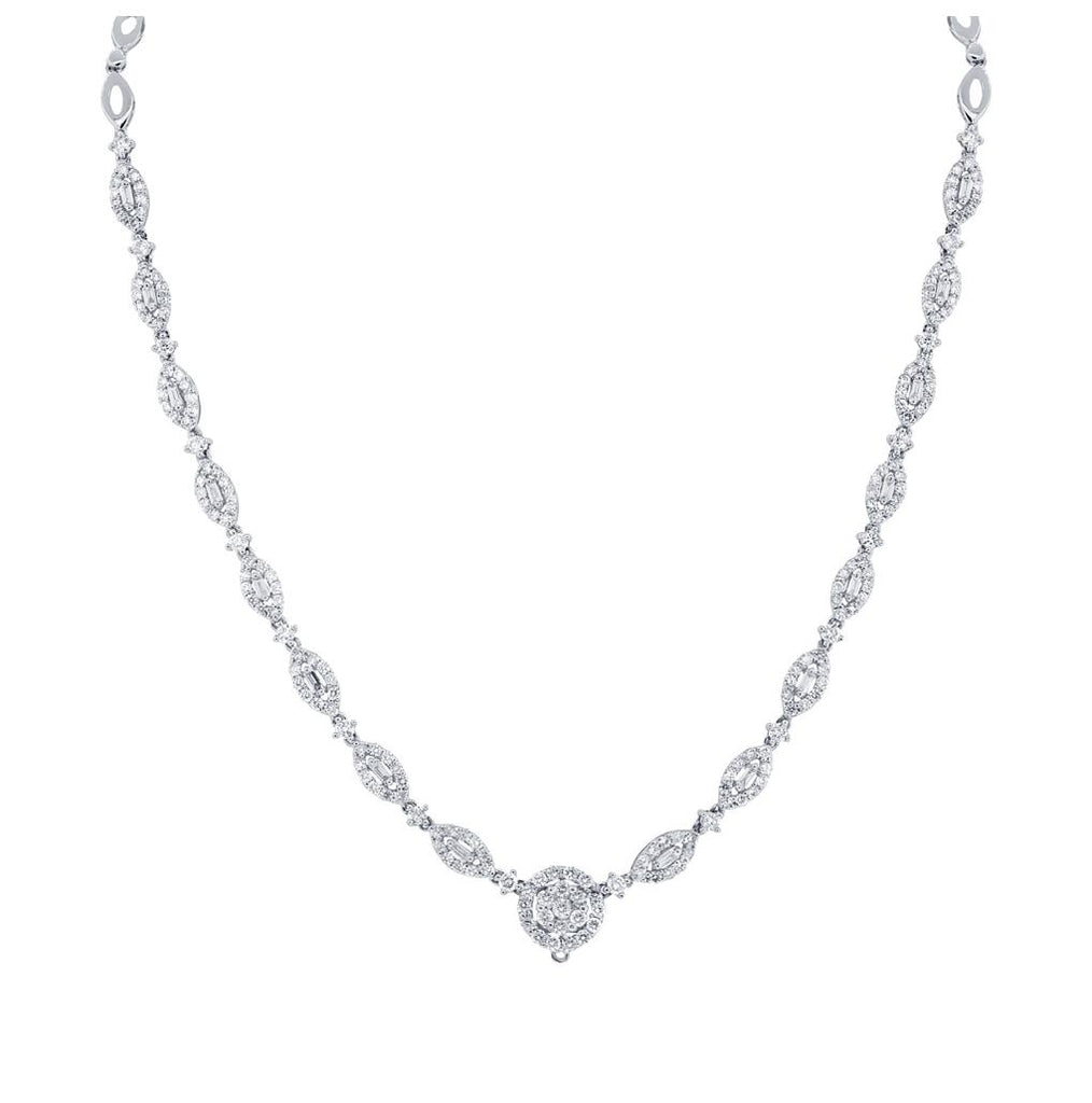 3.27 Ctw 18k White Gold Diamond Necklace