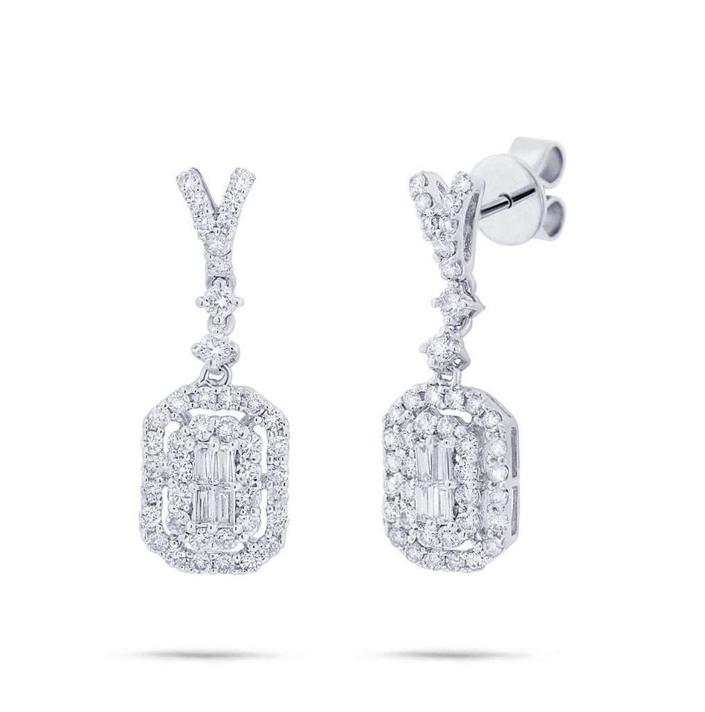 1.09 Ctw 18k White Gold Diamond Earring