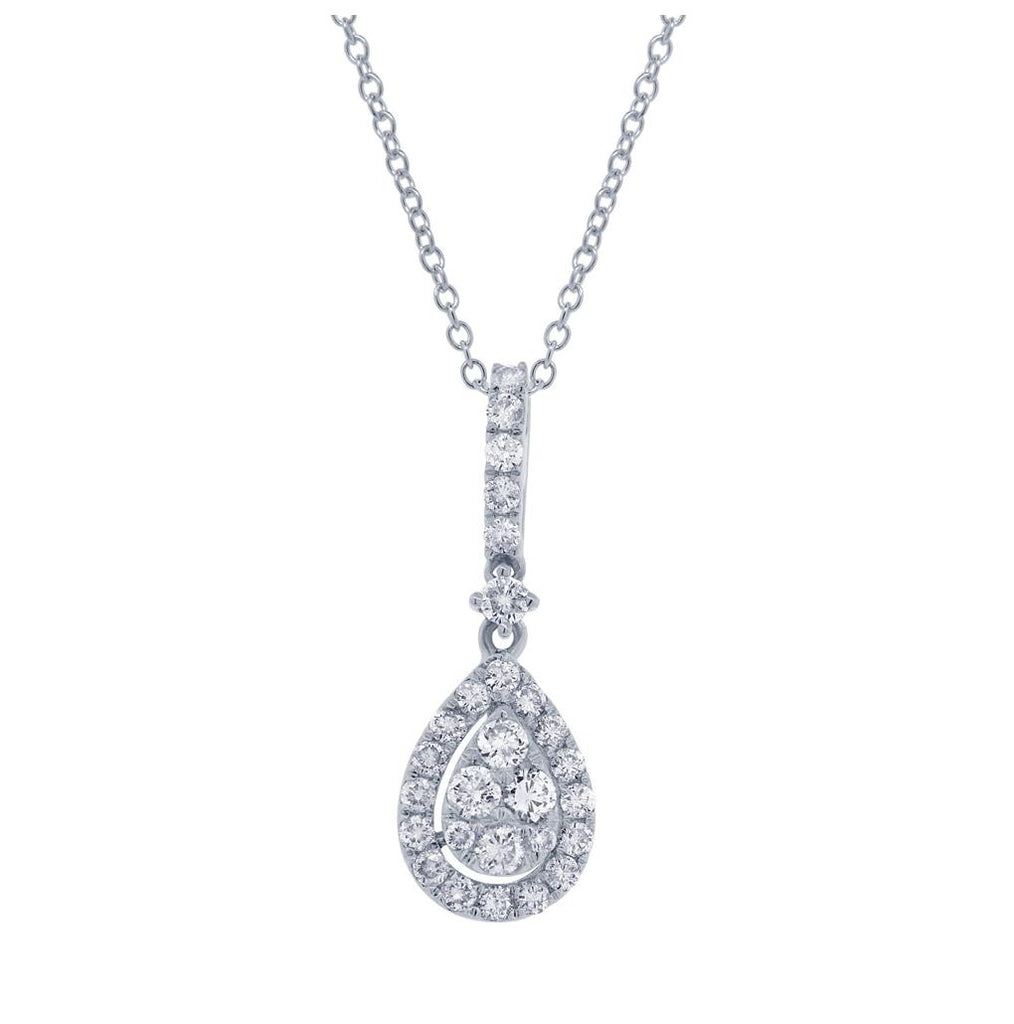 0.52 Ctw 18k White Gold Diamond Pendant Necklace With 18 Inch Chain