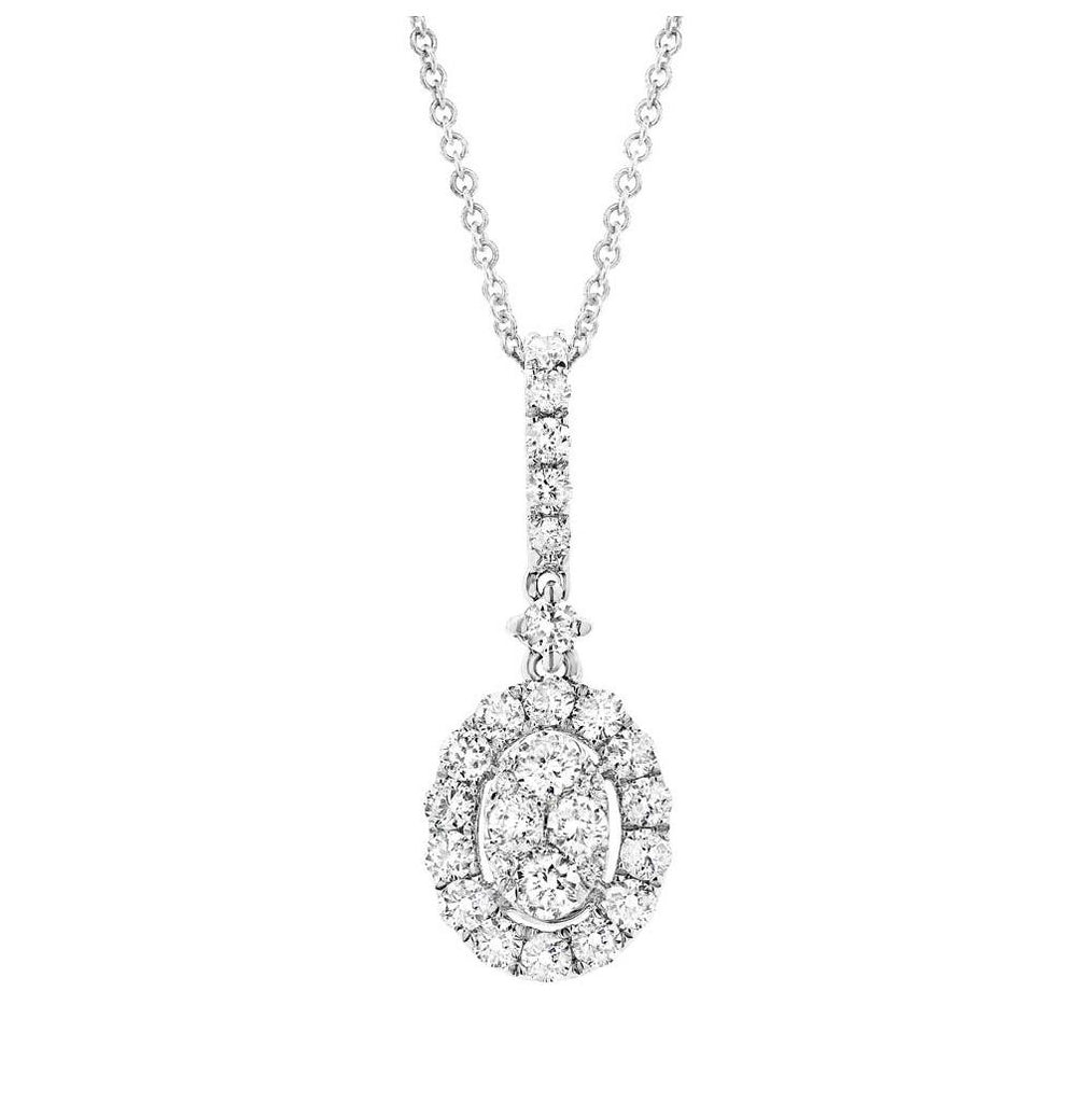 0.55 Ctw 18k White Gold Diamond Pendant Necklace With 18 Inch Chain